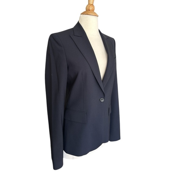 HUGO BOSS Juicy Wool Blazer Navy Blue One Button Tailored Career Wear Size 6 - Picture 5 of 16